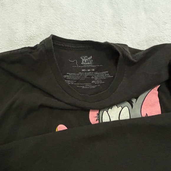 Tom and Jerry Graphic T-Shirt Cartoon Characters Tee Black Size M - Picture 2 of 2